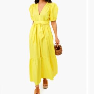 XIRENA
Larkyn Puff Sleeve Cotton Maxi Dress In Yellow